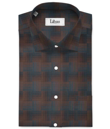 Tessitura Monti  Giza Cotton Self Design Shirting Fabric (Brown & Blue)