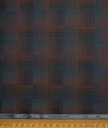 Tessitura Monti  Giza Cotton Self Design Shirting Fabric (Brown & Blue)