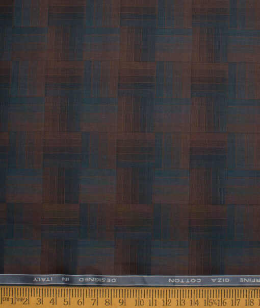 Tessitura Monti  Giza Cotton Self Design Shirting Fabric (Brown & Blue)