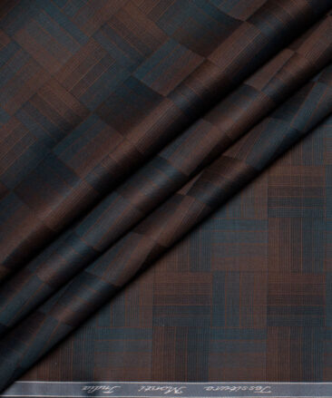 Tessitura Monti  Giza Cotton Self Design Shirting Fabric (Brown & Blue)