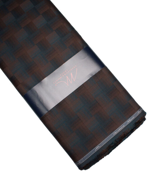 Tessitura Monti  Giza Cotton Self Design Shirting Fabric (Brown & Blue)