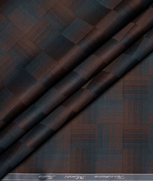 Tessitura Monti  Giza Cotton Self Design Shirting Fabric (Brown & Blue)