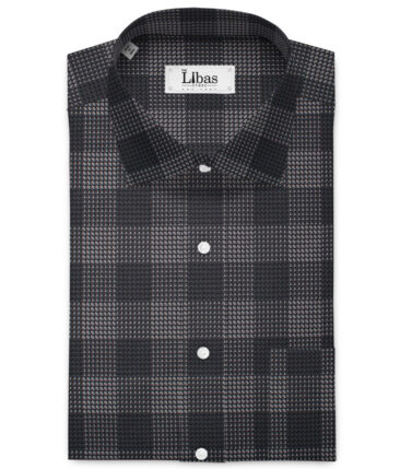 Tessitura Monti  Giza Cotton Checks Shirting Fabric (Black & Grey)