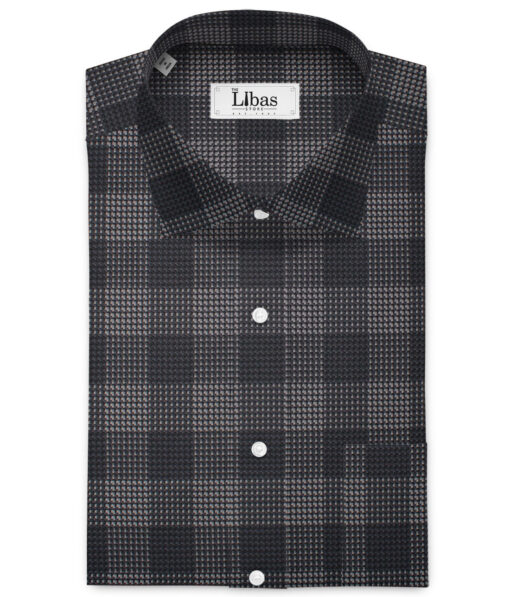 Tessitura Monti  Giza Cotton Checks Shirting Fabric (Black & Grey)