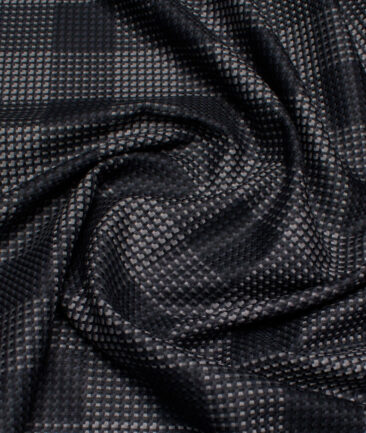 Tessitura Monti  Giza Cotton Checks Shirting Fabric (Black & Grey)