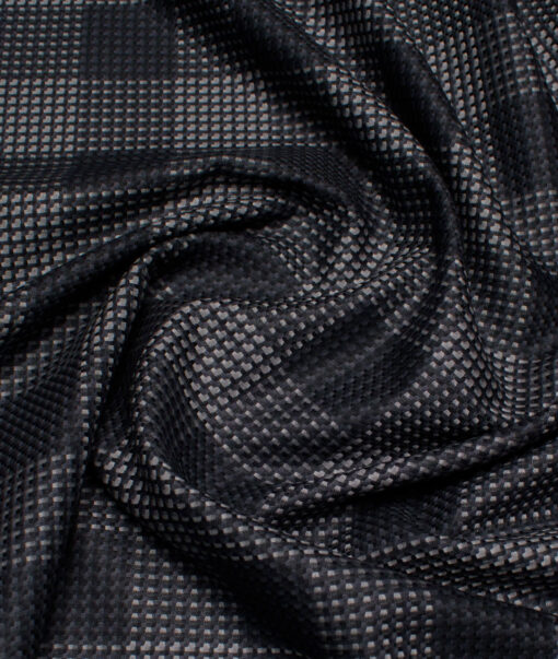 Tessitura Monti  Giza Cotton Checks Shirting Fabric (Black & Grey)
