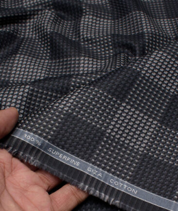 Tessitura Monti  Giza Cotton Checks Shirting Fabric (Black & Grey)