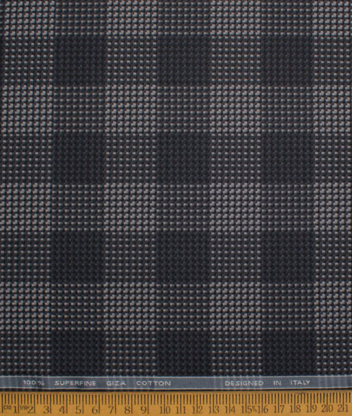 Tessitura Monti  Giza Cotton Checks Shirting Fabric (Black & Grey)