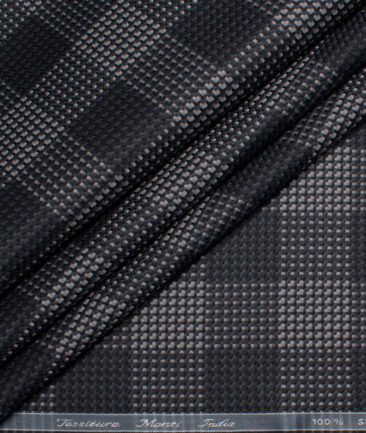 Tessitura Monti  Giza Cotton Checks Shirting Fabric (Black & Grey)