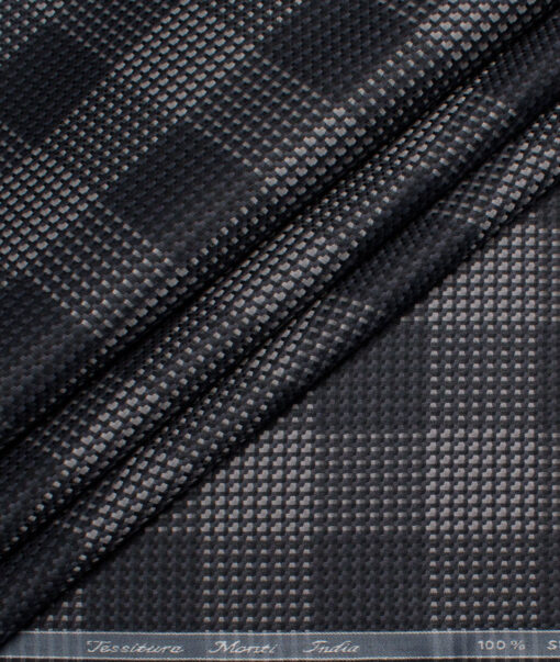 Tessitura Monti  Giza Cotton Checks Shirting Fabric (Black & Grey)