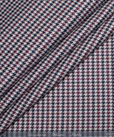 Tessitura Monti  Giza Cotton Houndstooth Shirting Fabric (White & Purple)