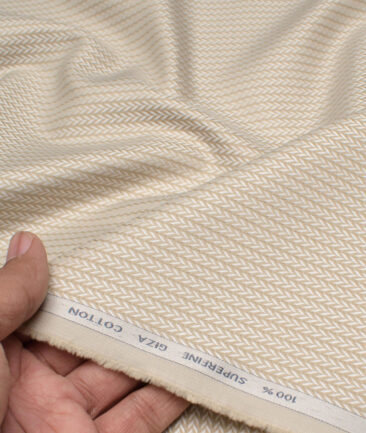 Tessitura Monti 2 Ply 70's Giza Cotton Self Design Shirting Fabric (Beige)