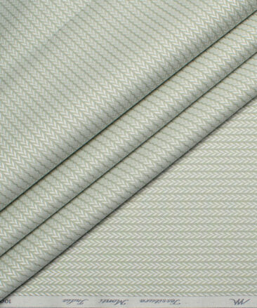 Tessitura Monti 2 Ply 70's Giza Cotton Self Design Shirting Fabric (Light Olive Green)