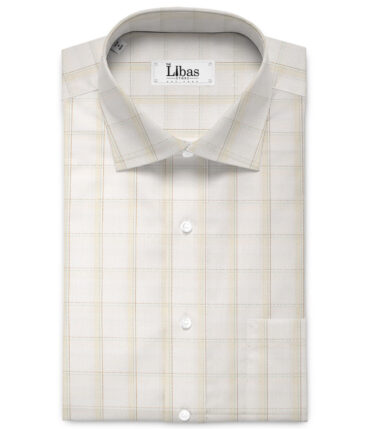 Tessitura Monti 2 Ply 70's Giza Cotton Checks Shirting Fabric (White & Beige)