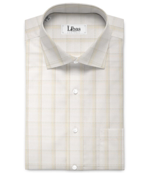 Tessitura Monti 2 Ply 70's Giza Cotton Checks Shirting Fabric (White & Beige)