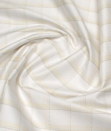Tessitura Monti 2 Ply 70's Giza Cotton Checks Shirting Fabric (White & Beige)
