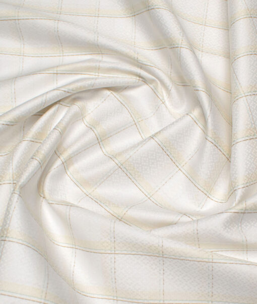 Tessitura Monti 2 Ply 70's Giza Cotton Checks Shirting Fabric (White & Beige)