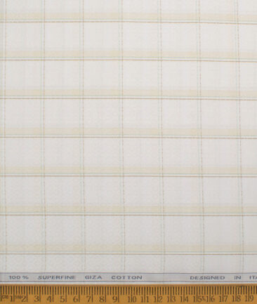 Tessitura Monti 2 Ply 70's Giza Cotton Checks Shirting Fabric (White & Beige)