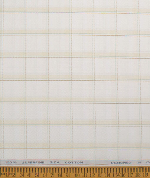 Tessitura Monti 2 Ply 70's Giza Cotton Checks Shirting Fabric (White & Beige)