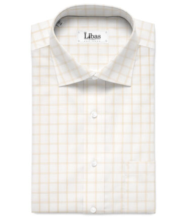 Tessitura Monti 2 Ply 70's Giza Cotton Checks Shirting Fabric (White & Beige)