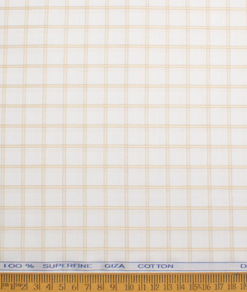 Tessitura Monti 2 Ply 70's Giza Cotton Checks Shirting Fabric (White & Beige)