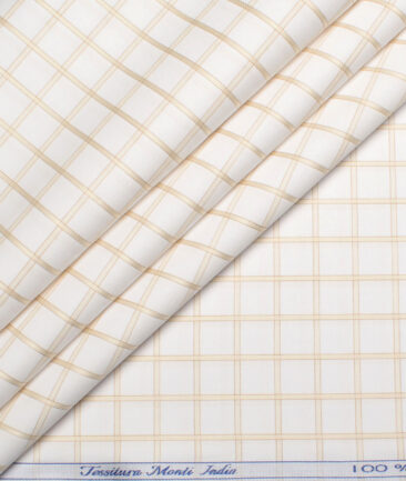 Tessitura Monti 2 Ply 70's Giza Cotton Checks Shirting Fabric (White & Beige)