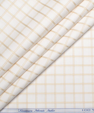 Tessitura Monti 2 Ply 70's Giza Cotton Checks Shirting Fabric (White & Beige)