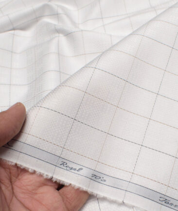 Tessitura Monti 2 Ply 70's Giza Cotton Checks Shirting Fabric (White & Black)