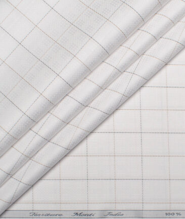 Tessitura Monti 2 Ply 70's Giza Cotton Checks Shirting Fabric (White & Black)