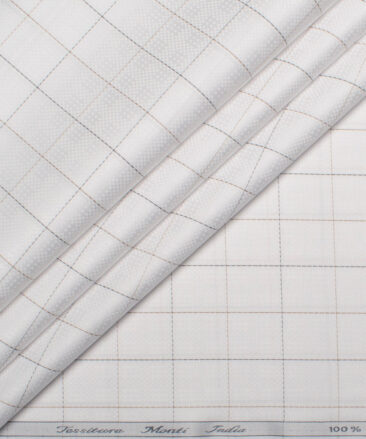Tessitura Monti 2 Ply 70's Giza Cotton Checks Shirting Fabric (White & Black)
