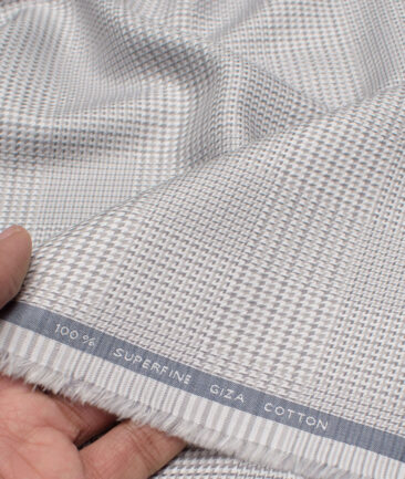 Tessitura Monti 2 Ply 70's Giza Cotton Checks Shirting Fabric (Grey)
