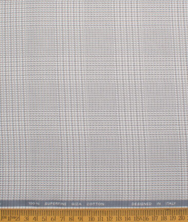 Tessitura Monti 2 Ply 70's Giza Cotton Checks Shirting Fabric (Grey)