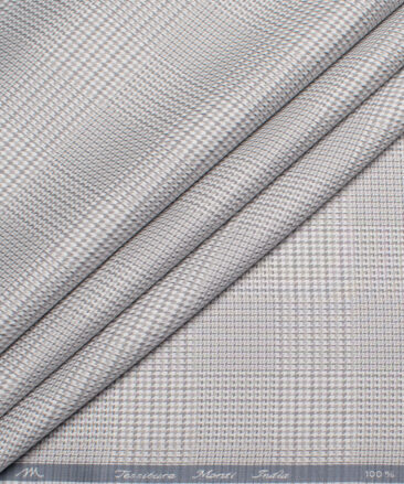 Tessitura Monti 2 Ply 70's Giza Cotton Checks Shirting Fabric (Grey)