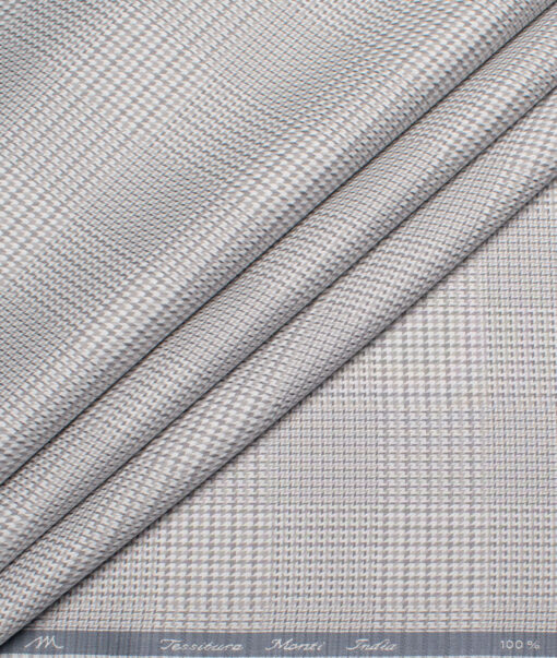 Tessitura Monti 2 Ply 70's Giza Cotton Checks Shirting Fabric (Grey)