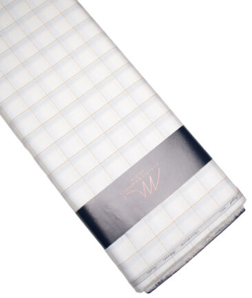 Tessitura Monti 2 Ply 70's Giza Cotton Checks Shirting Fabric (White & Sky Blue)
