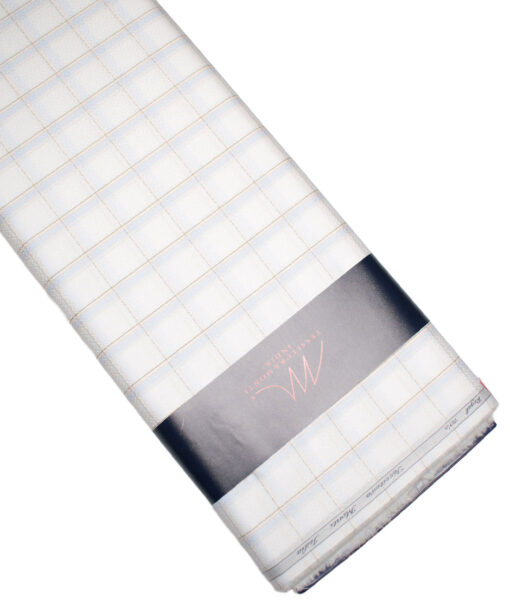 Tessitura Monti 2 Ply 70's Giza Cotton Checks Shirting Fabric (White & Sky Blue)