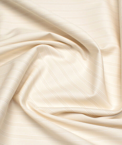 Tessitura Monti 2 Ply 70's Giza Cotton Striped Shirting Fabric (Beige)