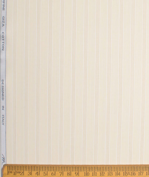 Tessitura Monti 2 Ply 70's Giza Cotton Striped Shirting Fabric (Beige)
