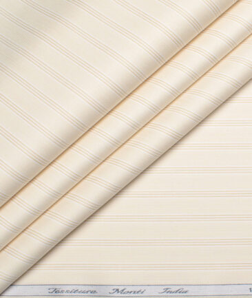 Tessitura Monti 2 Ply 70's Giza Cotton Striped Shirting Fabric (Beige)
