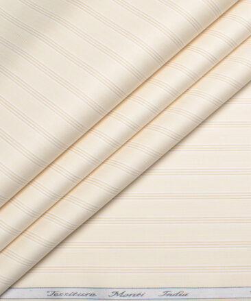 Tessitura Monti 2 Ply 70's Giza Cotton Striped Shirting Fabric (Beige)