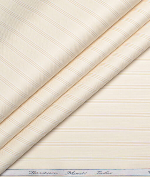 Tessitura Monti 2 Ply 70's Giza Cotton Striped Shirting Fabric (Beige)