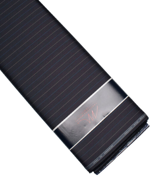 Tessitura Monti 2 Ply 70's Giza Cotton Striped Shirting Fabric (Dark Navy Blue)