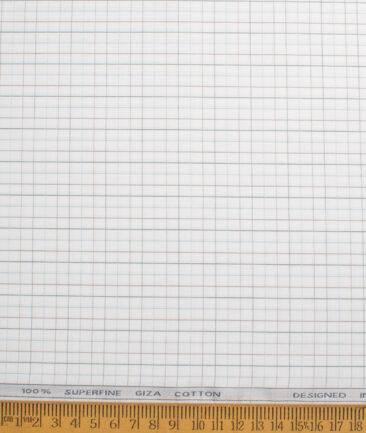 Tessitura Monti 2 Ply 70's Giza Cotton Checks Shirting Fabric (White & Green)