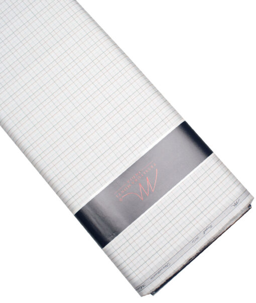Tessitura Monti 2 Ply 70's Giza Cotton Checks Shirting Fabric (White & Green)