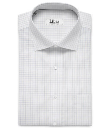 Tessitura Monti 2 Ply 70's Giza Cotton Checks Shirting Fabric (White & Grey)