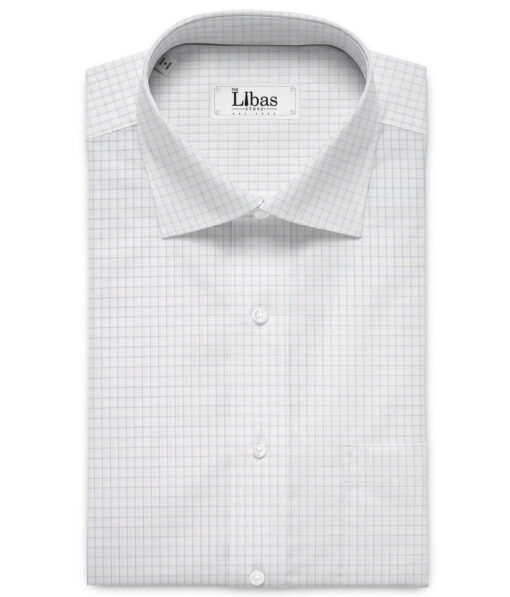 Tessitura Monti 2 Ply 70's Giza Cotton Checks Shirting Fabric (White & Grey)