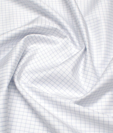 Tessitura Monti 2 Ply 70's Giza Cotton Checks Shirting Fabric (White & Grey)