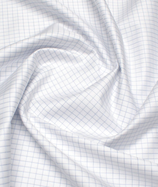 Tessitura Monti 2 Ply 70's Giza Cotton Checks Shirting Fabric (White & Grey)