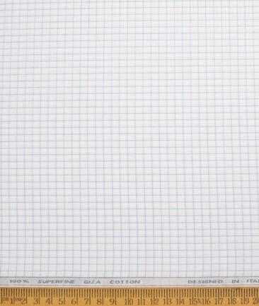 Tessitura Monti 2 Ply 70's Giza Cotton Checks Shirting Fabric (White & Grey)