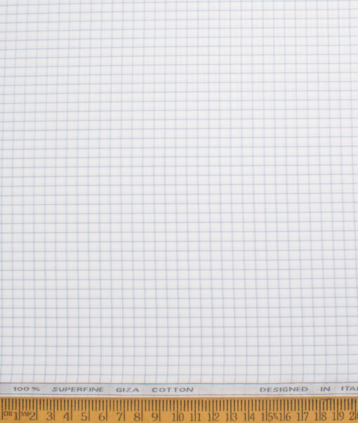 Tessitura Monti 2 Ply 70's Giza Cotton Checks Shirting Fabric (White & Grey)
